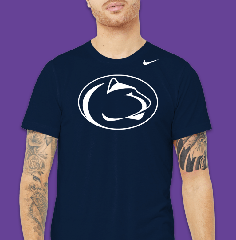 A man wearing a custom Penn State tshirt